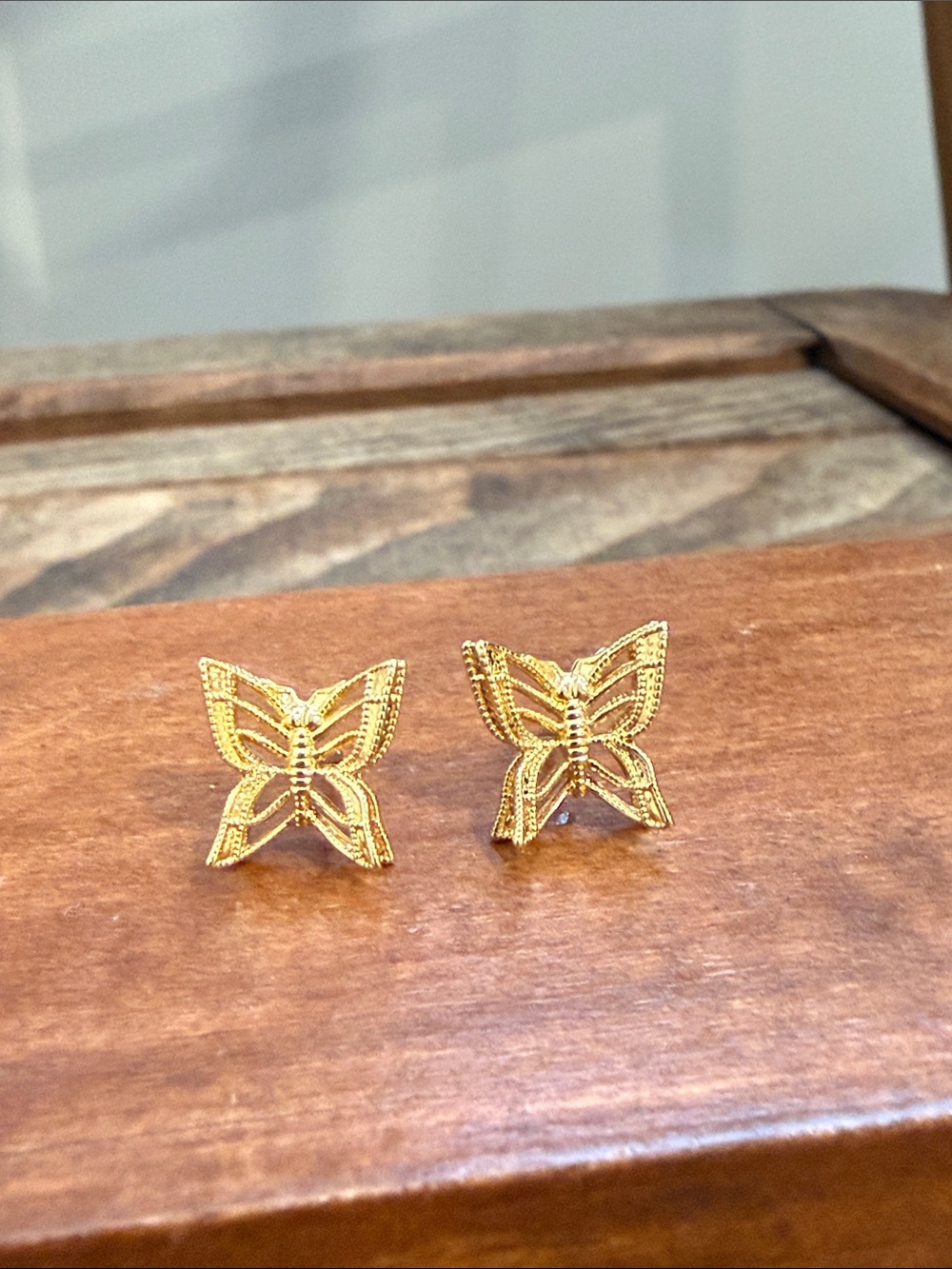 Vintage Monet Gold-Tone Butterfly Stud Earrings